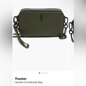 Green leather crossbody bag